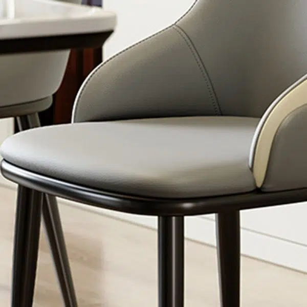 Contemporary Nordic Square Upholstered Leather Carbon Steel Dining Chair Mezzanine Backrest For Dining Room - Image 6