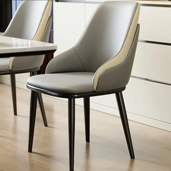 Contemporary Nordic Square Upholstered Leather Carbon Steel Dining Chair Mezzanine Backrest For Dining Room - Image 14