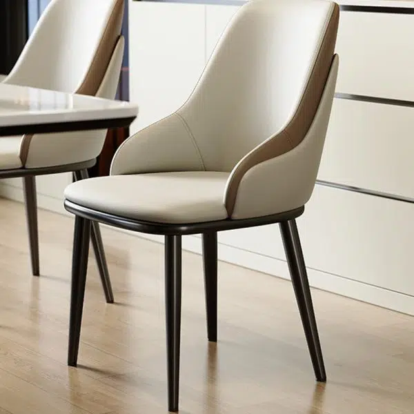 Contemporary Nordic Square Upholstered Leather Carbon Steel Dining Chair Mezzanine Backrest For Dining Room - Image 15
