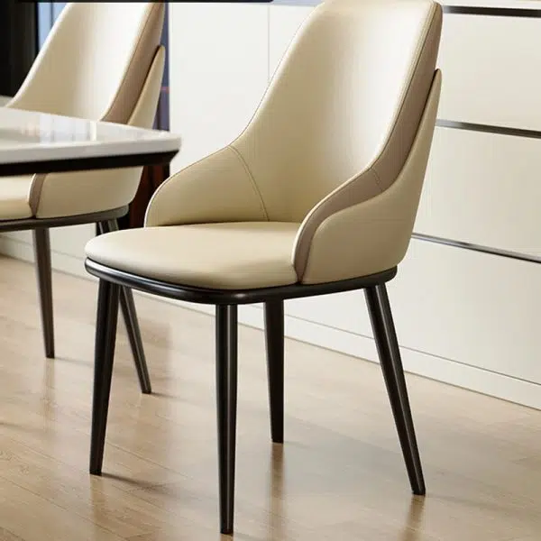 Contemporary Nordic Square Upholstered Leather Carbon Steel Dining Chair Mezzanine Backrest For Dining Room - Image 16
