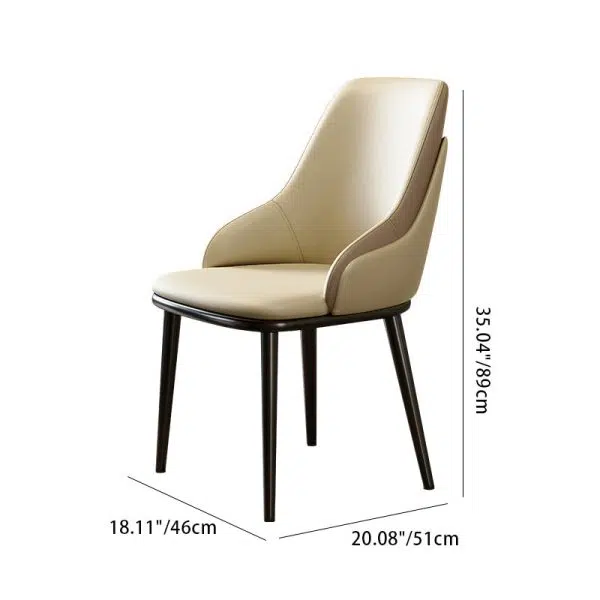 Contemporary Nordic Square Upholstered Leather Carbon Steel Dining Chair Mezzanine Backrest For Dining Room - Image 4