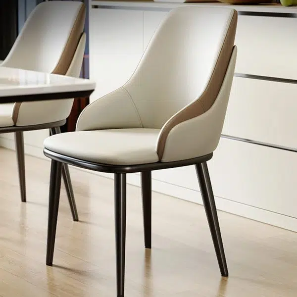 Contemporary Nordic Square Upholstered Leather Carbon Steel Dining Chair Mezzanine Backrest For Dining Room - Image 12