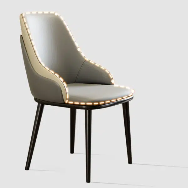 Contemporary Nordic Square Upholstered Leather Carbon Steel Dining Chair Mezzanine Backrest For Dining Room - Image 9