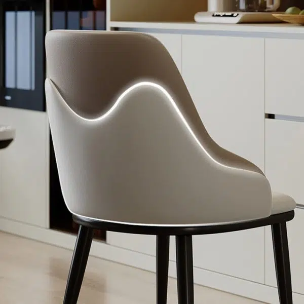 Contemporary Nordic Square Upholstered Leather Carbon Steel Dining Chair Mezzanine Backrest For Dining Room - Image 13