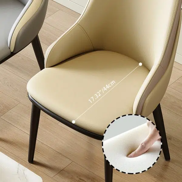 Contemporary Nordic Square Upholstered Leather Carbon Steel Dining Chair Mezzanine Backrest For Dining Room - Image 8