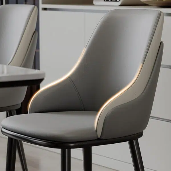 Contemporary Nordic Square Upholstered Leather Carbon Steel Dining Chair Mezzanine Backrest For Dining Room - Image 7