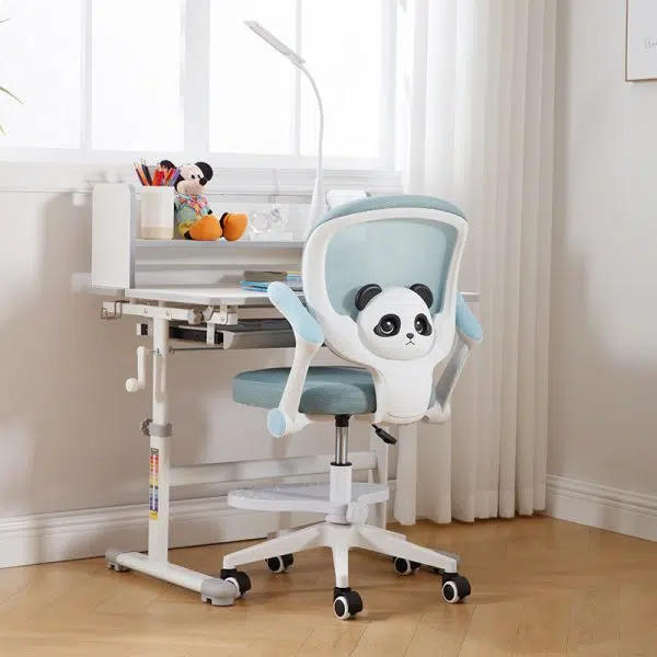 Contemporary Creative Kids Square Panda PP Hardware Desk Chair Backrest Armrest For Home Office