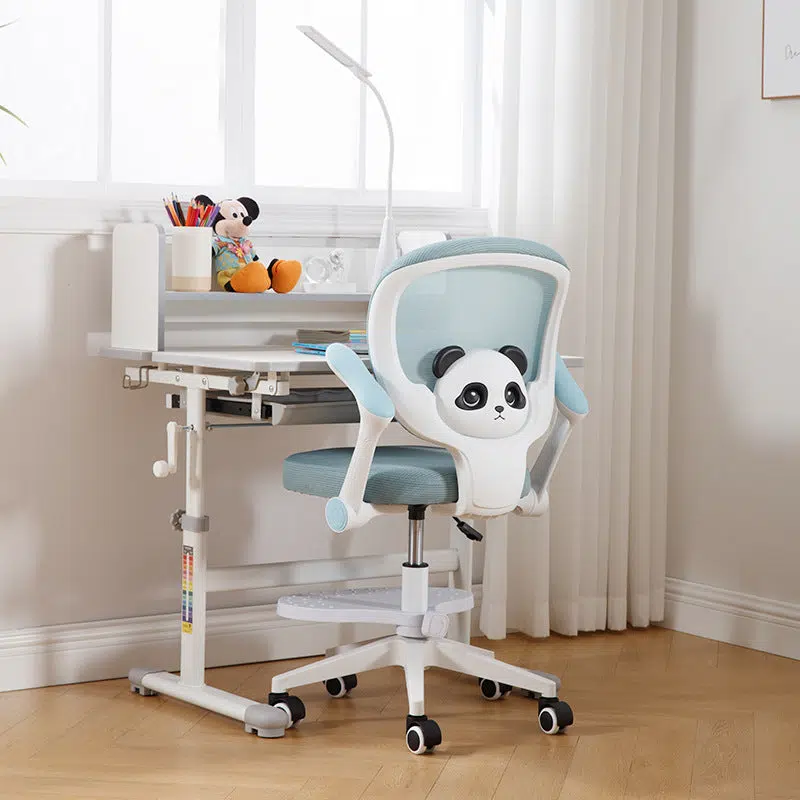 DFM-Chair-FC02910-2-6cec530a-2487-4350-b6d3-90380c9ba780.jpg Contemporary Creative Kids Square Panda PP Hardware Desk Chair Backrest Armrest For Home Office - Image 1