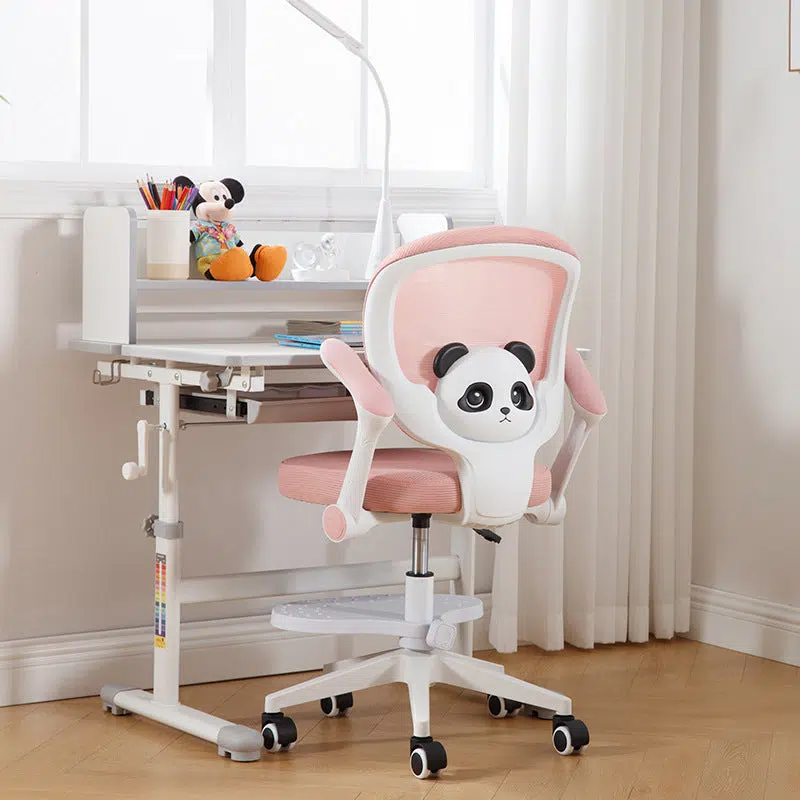DFM-Chair-FC02910-3-657944da-95e4-4248-a871-625525f0f6a6.jpg Contemporary Creative Kids Square Panda PP Hardware Desk Chair Backrest Armrest For Home Office - Image 2
