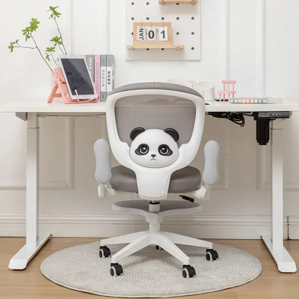 Contemporary Creative Kids Square Panda PP Hardware Desk Chair Backrest Armrest For Home Office - Image 3
