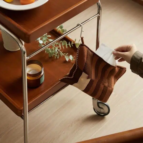 Contemporary Retro Rectangular Wooden Stainless Steel Dining Cart 2-Tier For Dining Room - Image 6