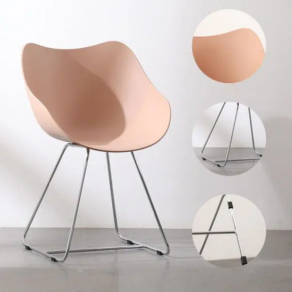 Contemporary Nordic Curved Iron Plastic Chair Backrest Armrest For Living Room - Image 5