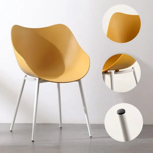 Contemporary Nordic Curved Iron PVC Chair Backrest Armrest For Living Room - Image 15