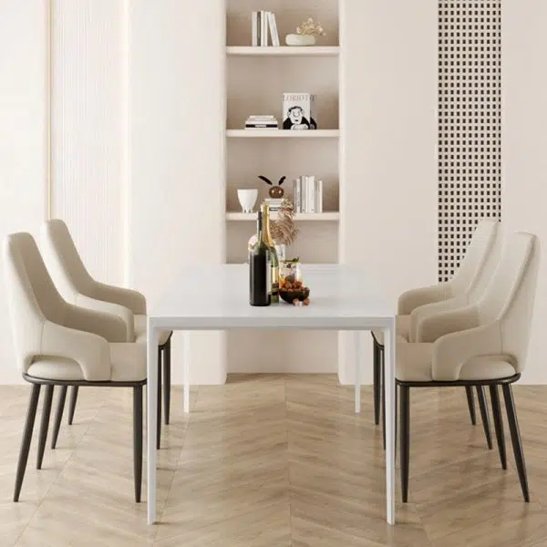 Contemporary Scandinavian Curved Square Leather Carbon Steel Chair Backrest Armrest For Living Room - Image 9