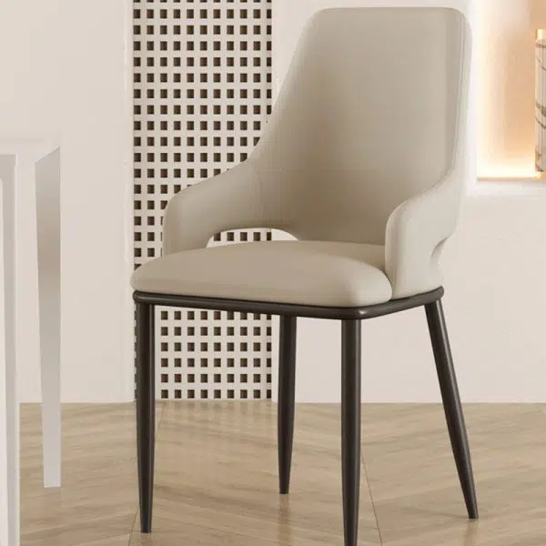 Contemporary Scandinavian Curved Square Leather Carbon Steel Chair Backrest Armrest For Living Room - Image 10