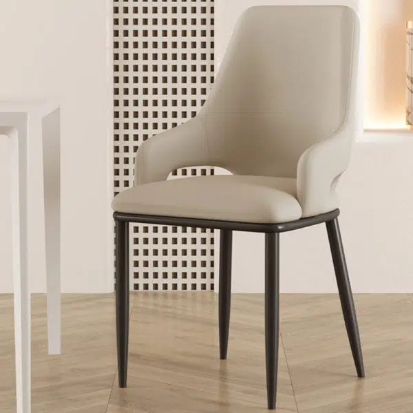 Contemporary Scandinavian Curved Square Leather Carbon Steel Chair Backrest Armrest For Living Room - Image 11