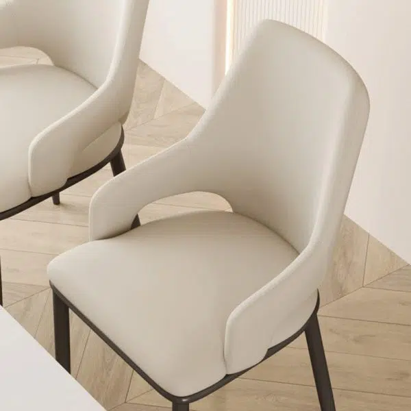 Contemporary Scandinavian Curved Square Leather Carbon Steel Chair Backrest Armrest For Living Room - Image 5