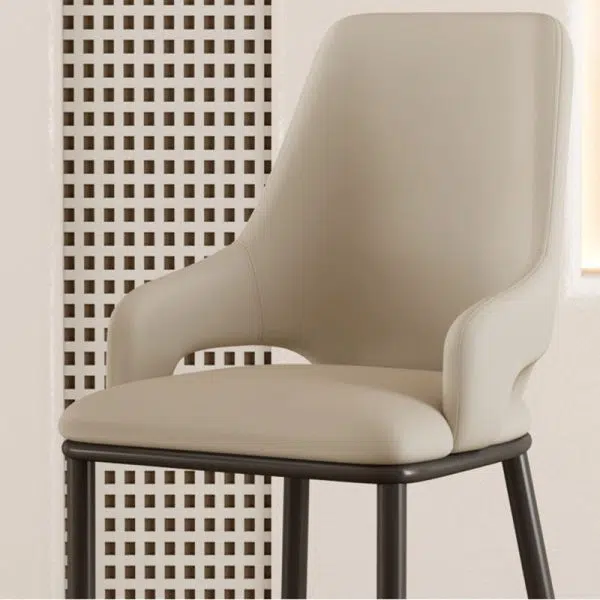 Contemporary Scandinavian Curved Square Leather Carbon Steel Chair Backrest Armrest For Living Room - Image 12