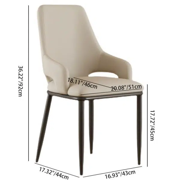 Contemporary Scandinavian Curved Square Leather Carbon Steel Chair Backrest Armrest For Living Room - Image 4