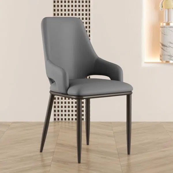 Contemporary Scandinavian Curved Square Leather Carbon Steel Chair Backrest Armrest For Living Room - Image 2