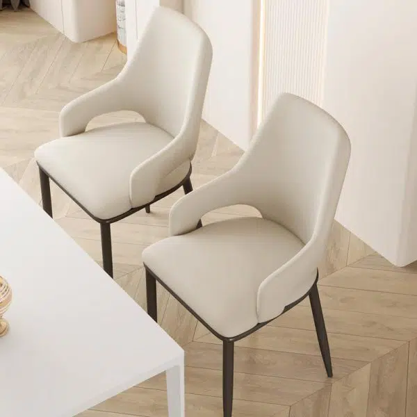 Contemporary Scandinavian Curved Square Leather Carbon Steel Chair Backrest Armrest For Living Room - Image 15