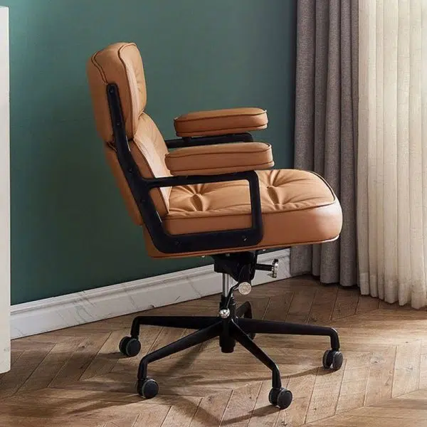 Contemporary Luxury Oval Leather Aluminum Chair Backrest Armrest For Living Room - Image 2