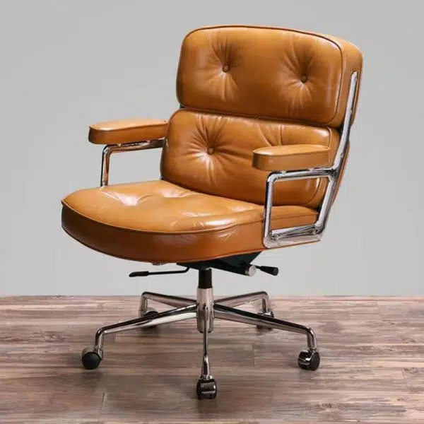 Contemporary Luxury Oval Leather Aluminum Chair Backrest Armrest For Living Room - Image 3