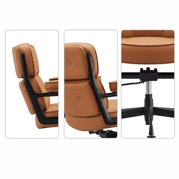 Contemporary Luxury Oval Leather Aluminum Chair Backrest Armrest For Living Room - Image 7