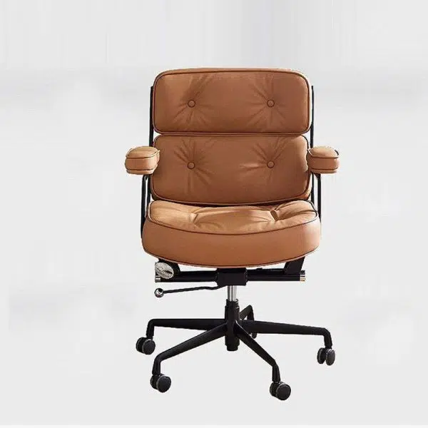 Contemporary Luxury Oval Leather Aluminum Chair Backrest Armrest For Living Room - Image 8