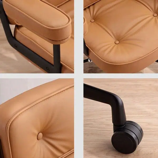 Contemporary Luxury Oval Leather Aluminum Chair Backrest Armrest For Living Room - Image 5