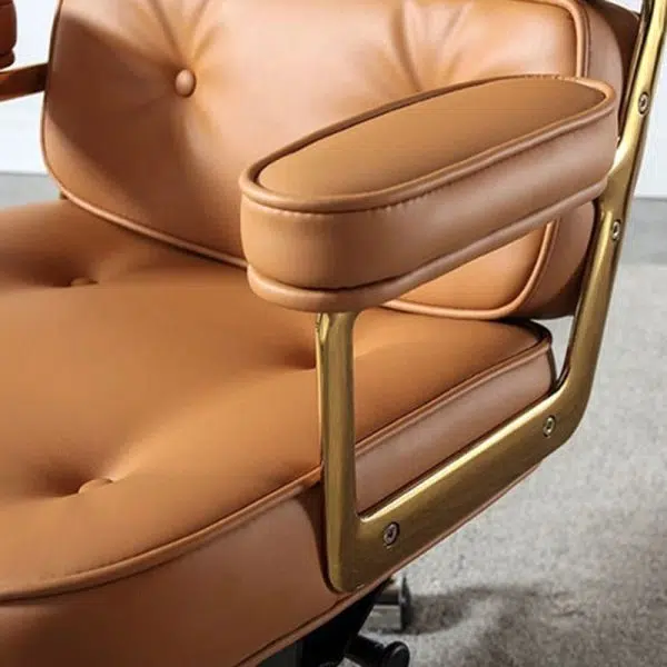 Contemporary Luxury Oval Leather Aluminum Chair Backrest Armrest For Living Room - Image 6