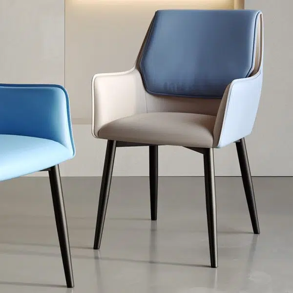 Contemporary Luxury Rectangular Leather Carbon Steel Chair Backrest Armrest For Living Room - Image 12