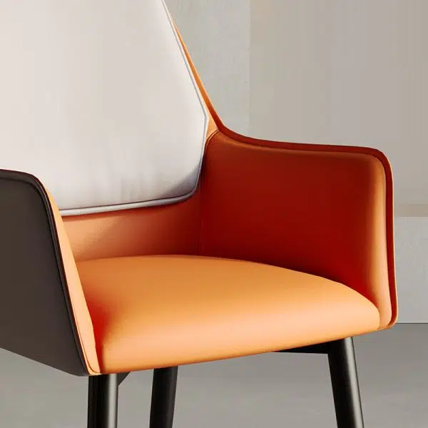 Contemporary Luxury Rectangular Leather Carbon Steel Chair Backrest Armrest For Living Room - Image 5