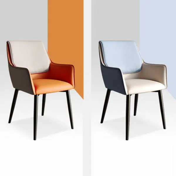 Contemporary Luxury Rectangular Leather Carbon Steel Chair Backrest Armrest For Living Room - Image 14