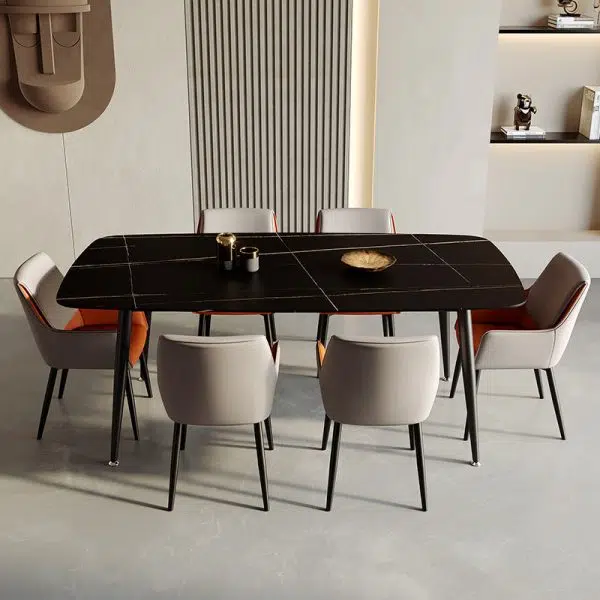 Contemporary Luxury Rectangular Leather Carbon Steel Chair Backrest Armrest For Living Room - Image 8