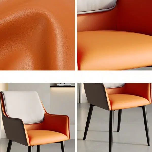 Contemporary Luxury Rectangular Leather Carbon Steel Chair Backrest Armrest For Living Room - Image 6