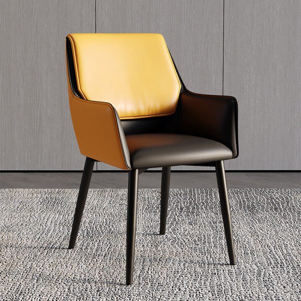 Contemporary Luxury Rectangular Leather Carbon Steel Chair Backrest Armrest For Living Room - Image 10