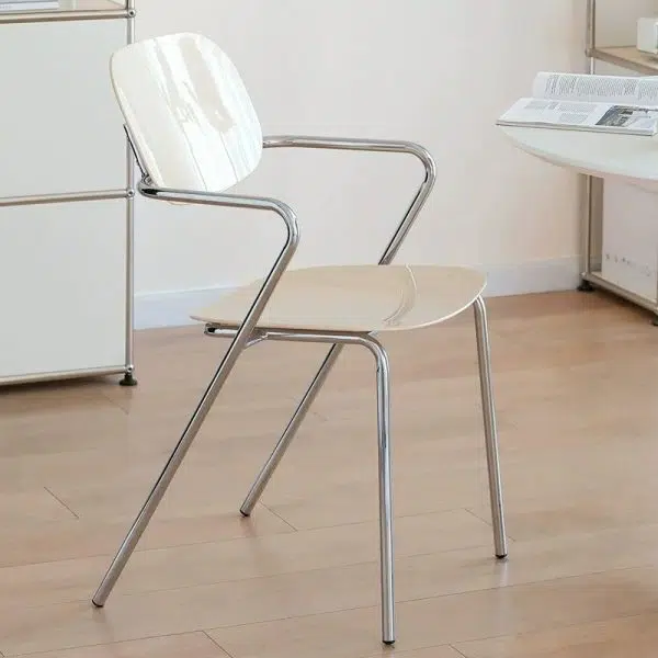 Modern Minimalist Rectangular Acrylic Iron Chair Backrest Armrest For Living Room - Image 3