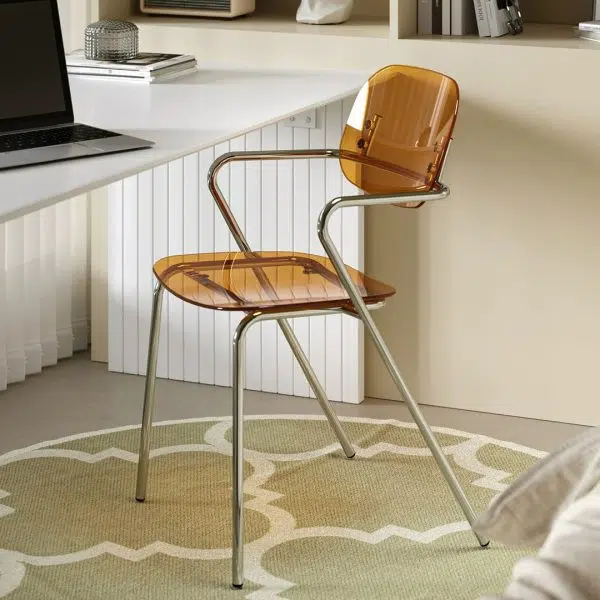 Modern Minimalist Rectangular Acrylic Iron Chair Backrest Armrest For Living Room - Image 12