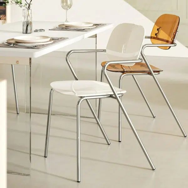 Modern Minimalist Rectangular Acrylic Iron Chair Backrest Armrest For Living Room - Image 13