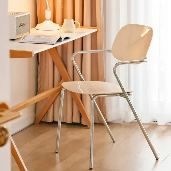 Modern Minimalist Rectangular Acrylic Iron Chair Backrest Armrest For Living Room - Image 14