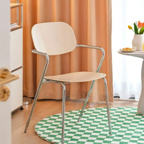 Modern Minimalist Rectangular Acrylic Iron Chair Backrest Armrest For Living Room - Image 15