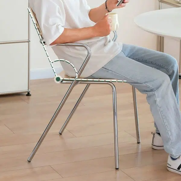 Modern Minimalist Rectangular Acrylic Iron Chair Backrest Armrest For Living Room - Image 5