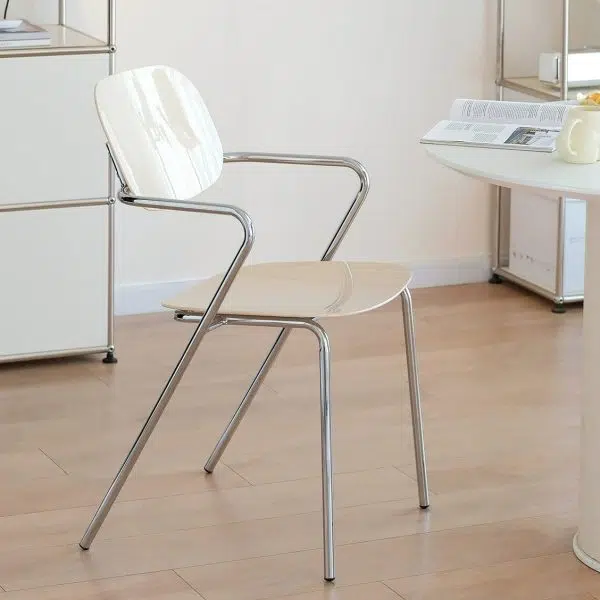 Modern Minimalist Rectangular Acrylic Iron Chair Backrest Armrest For Living Room - Image 20