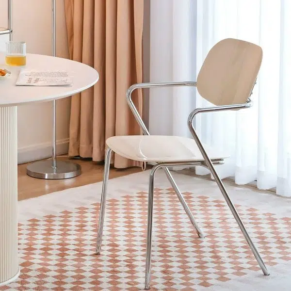 Modern Minimalist Rectangular Acrylic Iron Chair Backrest Armrest For Living Room - Image 21