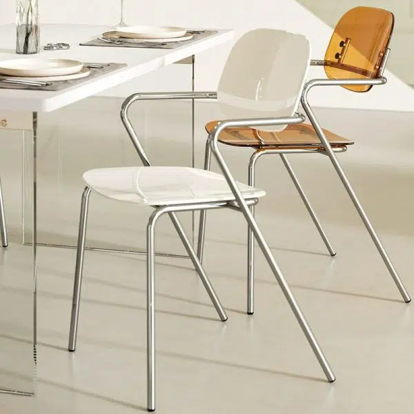 Modern Minimalist Rectangular Acrylic Iron Chair Backrest Armrest For Living Room - Image 23