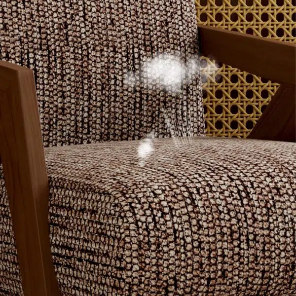 Traditional Vintage Rectangular Wood Fabric Accent Chair Backrest Armrest For Living Room - Image 9