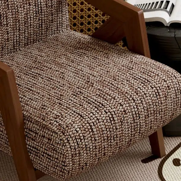 Traditional Vintage Rectangular Wood Fabric Accent Chair Backrest Armrest For Living Room - Image 13