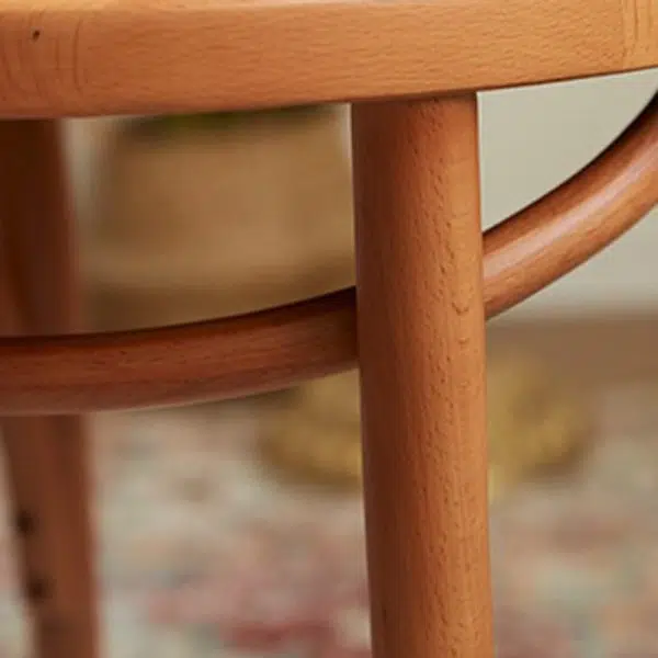 Contemporary Nordic Round Rattan Wood Fabric Chair Backrest Armless For Living Room - Image 16