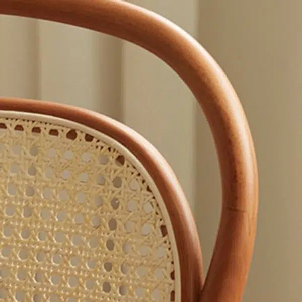 Contemporary Nordic Round Rattan Wood Fabric Chair Backrest Armless For Living Room - Image 17